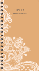 TPA6003 A6 lang Taschenkalender "Blumenranke beige"