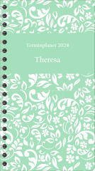 TPA6005 A6 lang Taschenkalender "Blumenranke türkis"